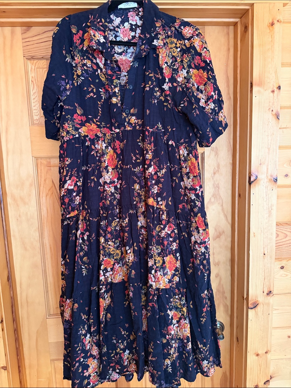 Navy Floral Tiered Dress